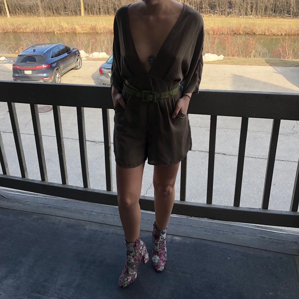 Green romper outfit